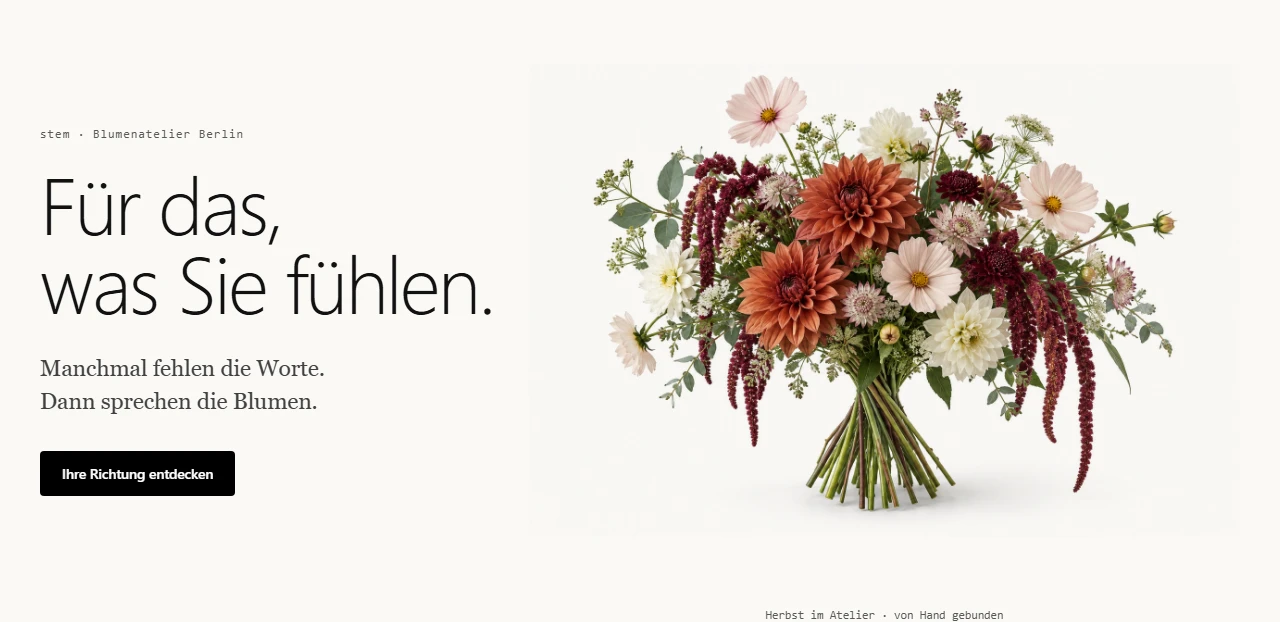 STEM concept: a complete bouquet in a light editorial composition.